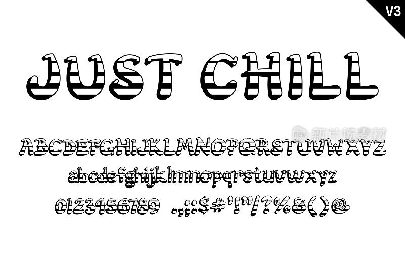 手工制作的Just Chill字母。色彩创意艺术排版设计